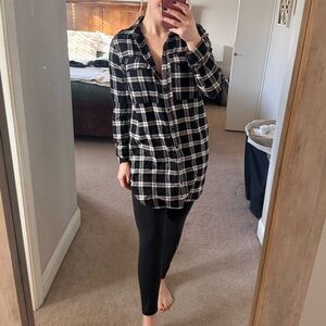 Forever 21 Black and White Plaid Button Down Shirt